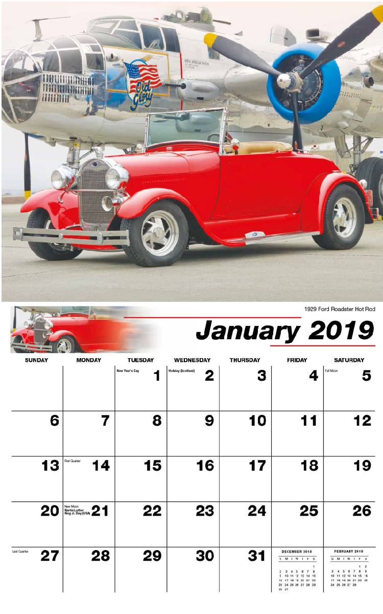 Classic Cars Calendars January