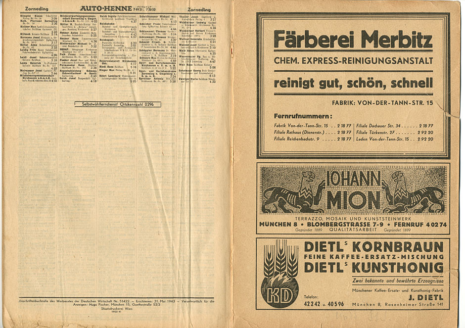 Amtliches Fernsprechbuch für den BEZIRK der Reichspostdirektion München