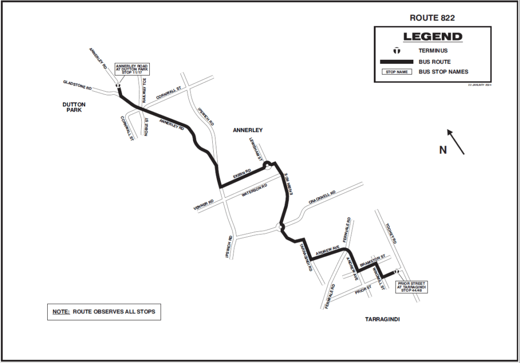 New Bus Route 822 in 2024 Dutton Park, Annerley, Tarragindi Cr