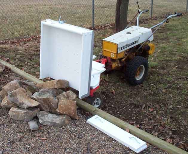 Gravely Tractors Quick Hitch push cart attachment on a 12HP tractor
