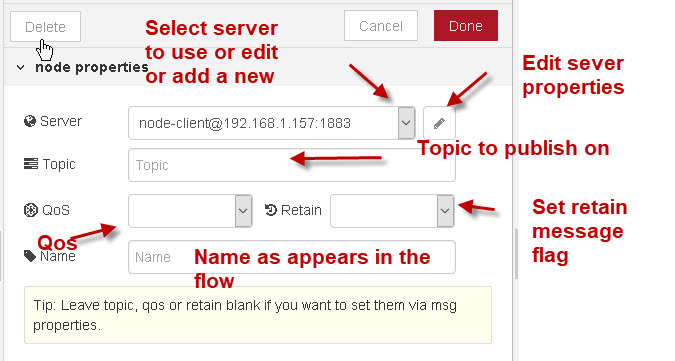 Configuring the MQTT Publish and Subscribe Nodes in NodeRed Steves