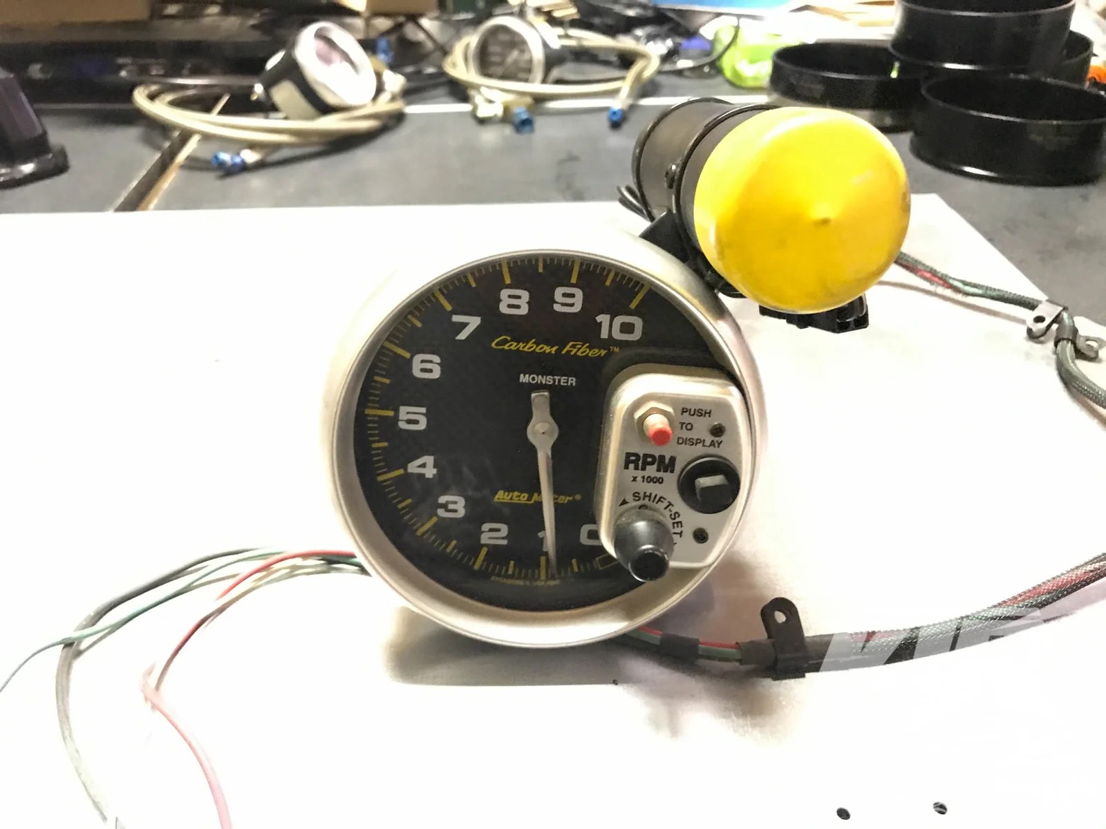 AutoMeter 4899 Carbon Fiber Pedestal Mount Tachometer Stevie Fast