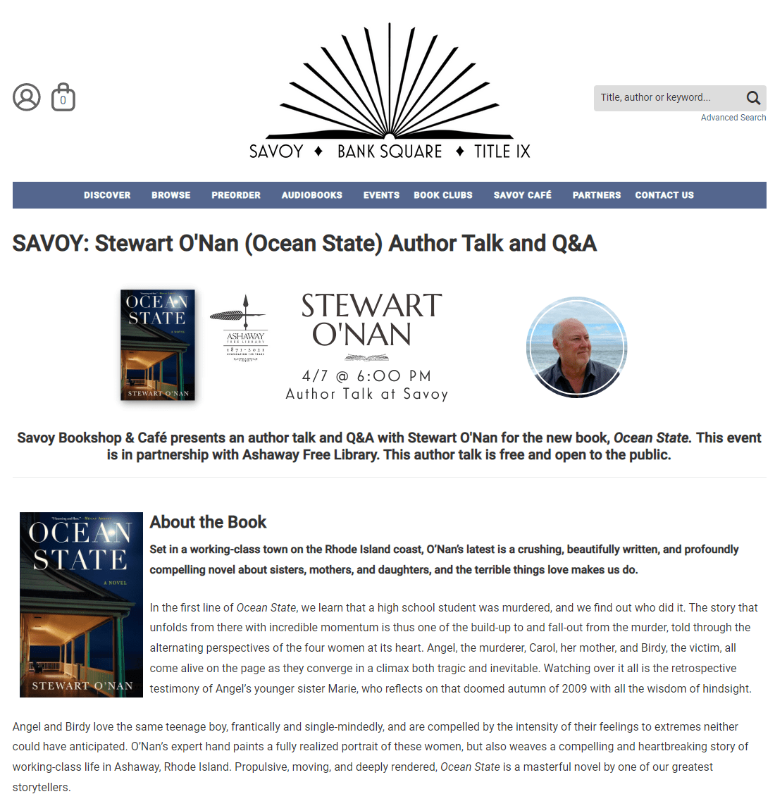 4/7/2022 6PM SAVOY in Partnership with Ashaway Free Library