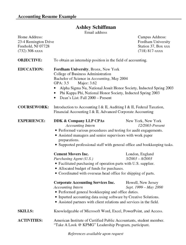 Resume Objective Examples For Accounting Professional Resume Writing