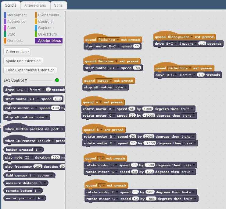 Piloter Lego Mindstorms Ev3 avec ScratchX