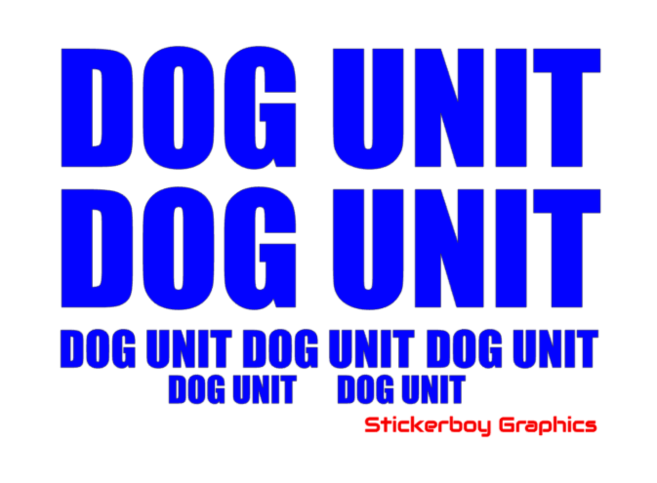 DOG UNIT Reflective Blue signs. Set of 7 Stickerboy