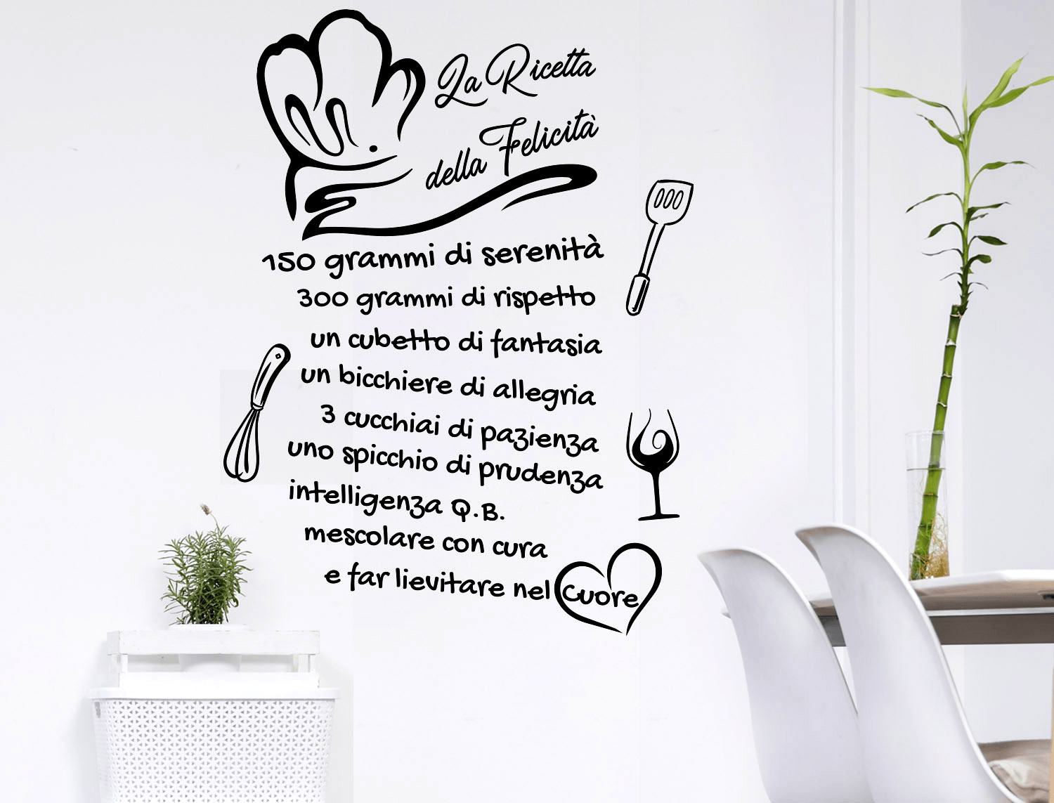 Adesivi murali frasi cucina ricetta wall stickers adesivo da muro per
