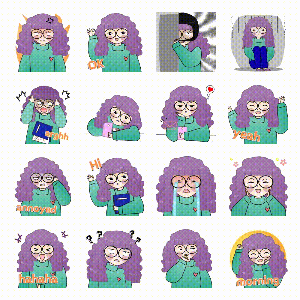 Mina violet curly hair