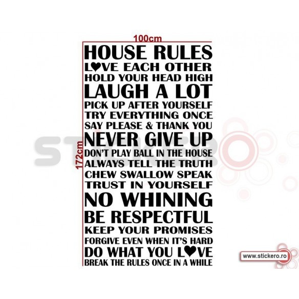 House Rules sticker decorativ
