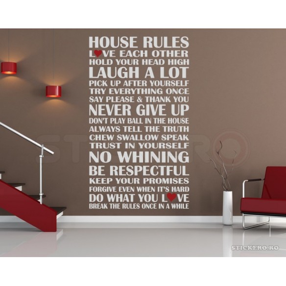 House Rules sticker decorativ