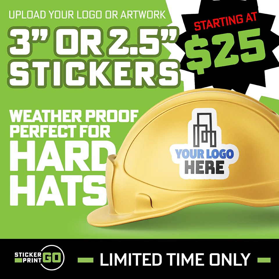 Hard Hat Stickers With Your Logo StickerPrintGo
