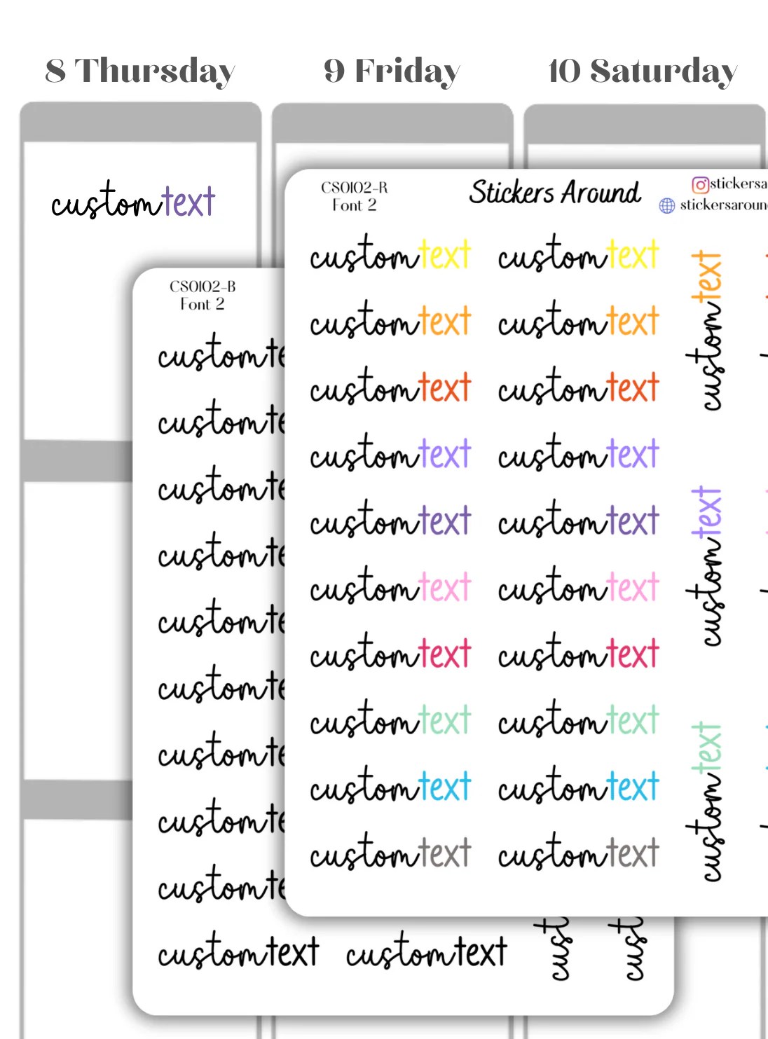 Custom Script 2 Planner Sticker Stickers Around