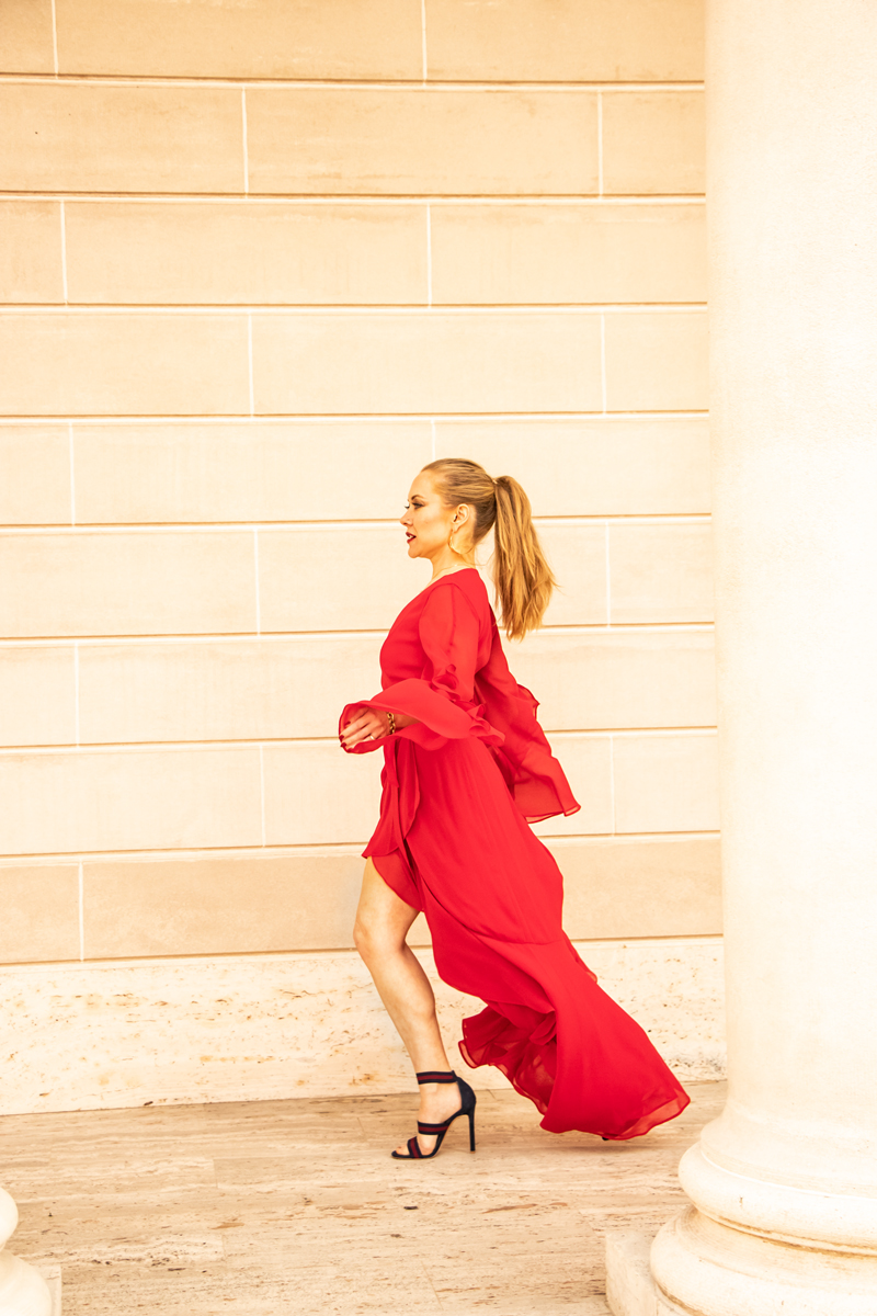 Red maxi dress for the holidays! 3 outfit ideas and  wardrobe fundamentals for holiday style.
