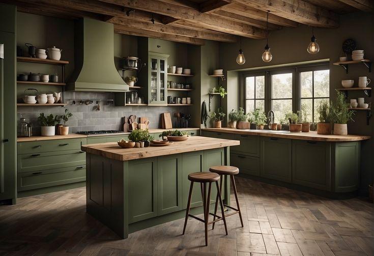 Green Rustic Kitchens Discover Elegant and Cozy Design Ideas
