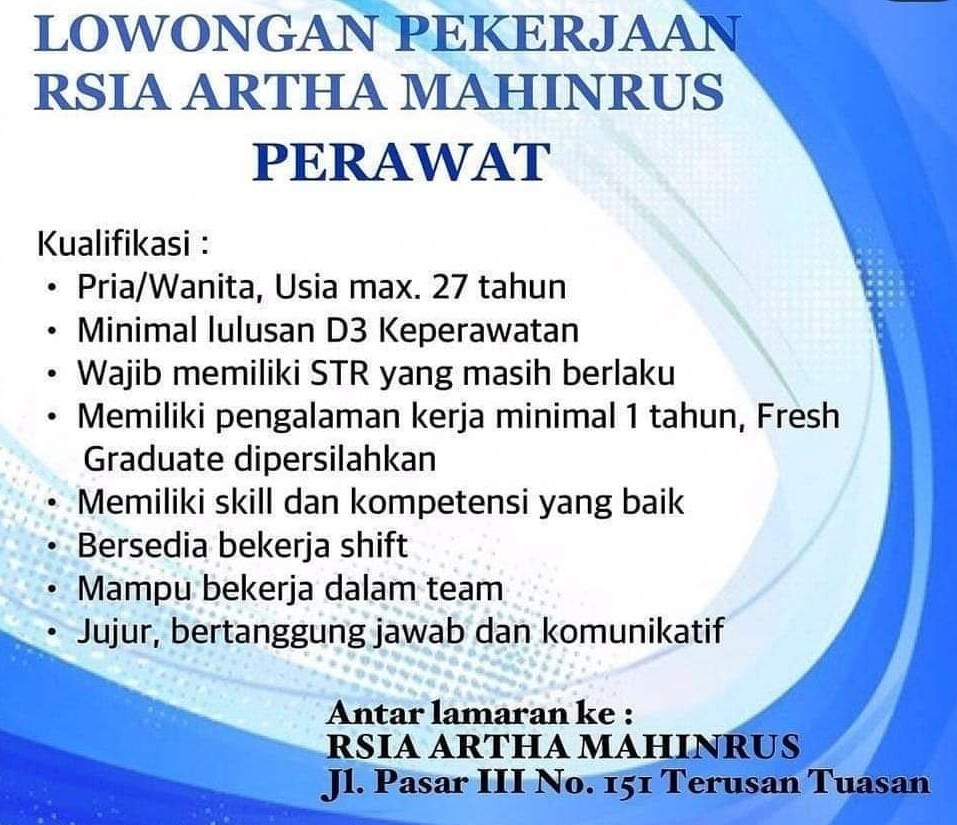 Lowongan Kerja RSIA Artha Mahinrus STIKes Elisabeth Medan