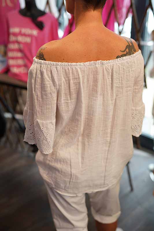 Bluse ”Carmen” weiß StilBruch Mode