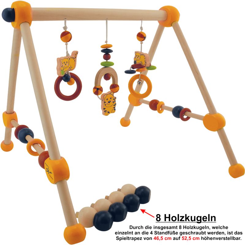 Holzgym Spieltrapez KATZE MIA Spielbogen Spieltrainer Baby Gym