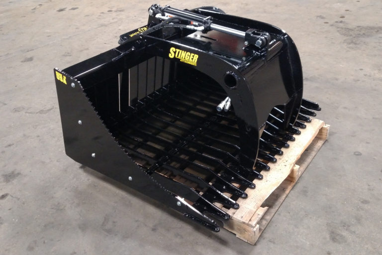 Skid Steer Rock Grapple Bucket for Sale Stinger Attachments