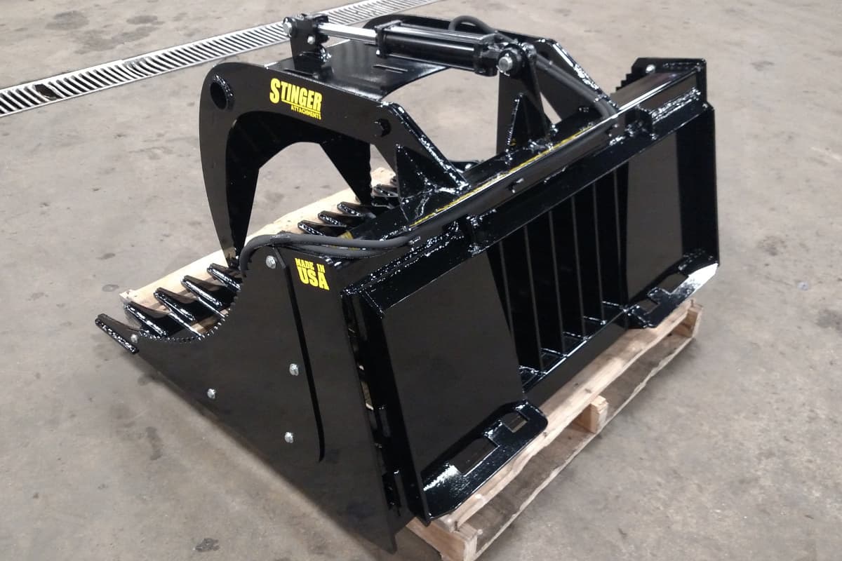Skid Steer 48" Rock Grapple Bucket Stinger Attachments