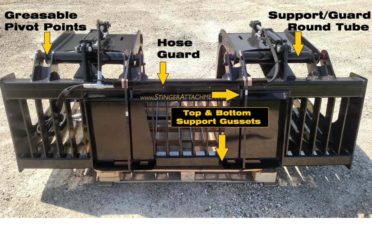 Skid Steer Rock Grapple RG Series Stinger Attachments