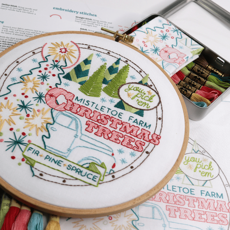 Mistletoe Farm Embroidery Kit Behind the scenes on design process
