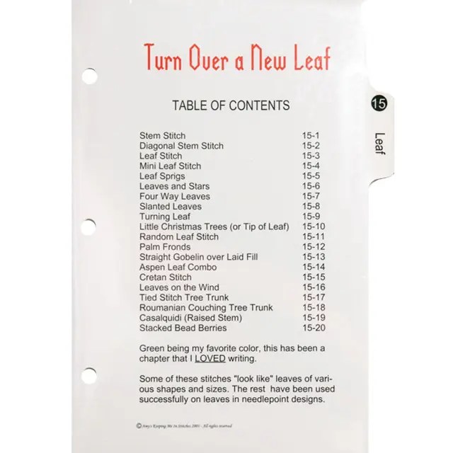 Amy's Stitch Cookbook Chapter 15 Leaf Stitches From The Heart