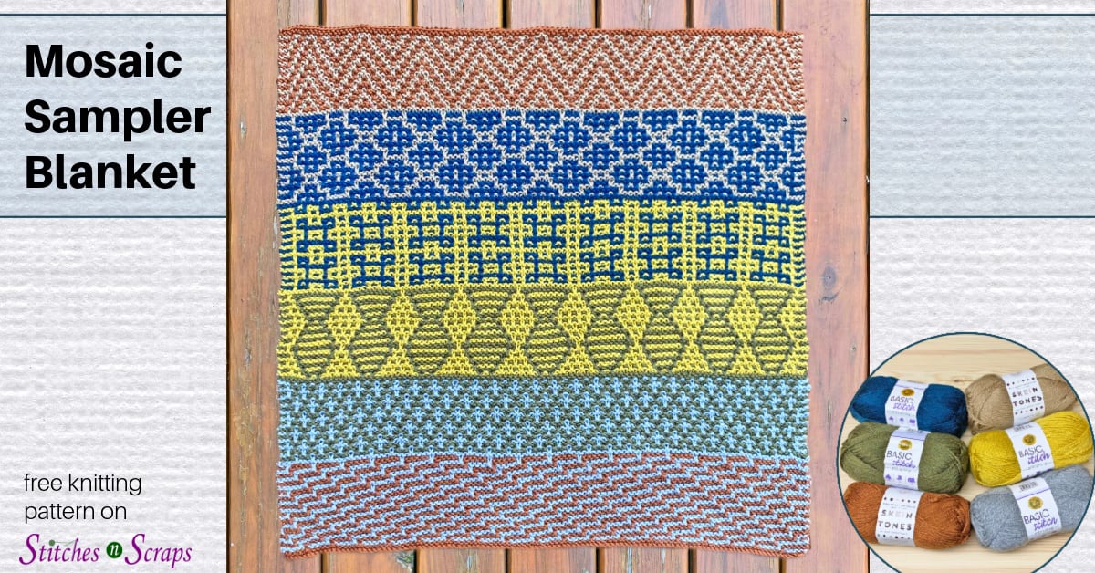 Mosaic Sampler Blanket Knitting Pattern Stitches n Scraps