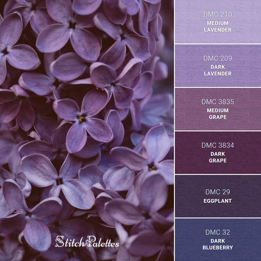Purple Scents Embroidery Color Palette (With Thread Codes)