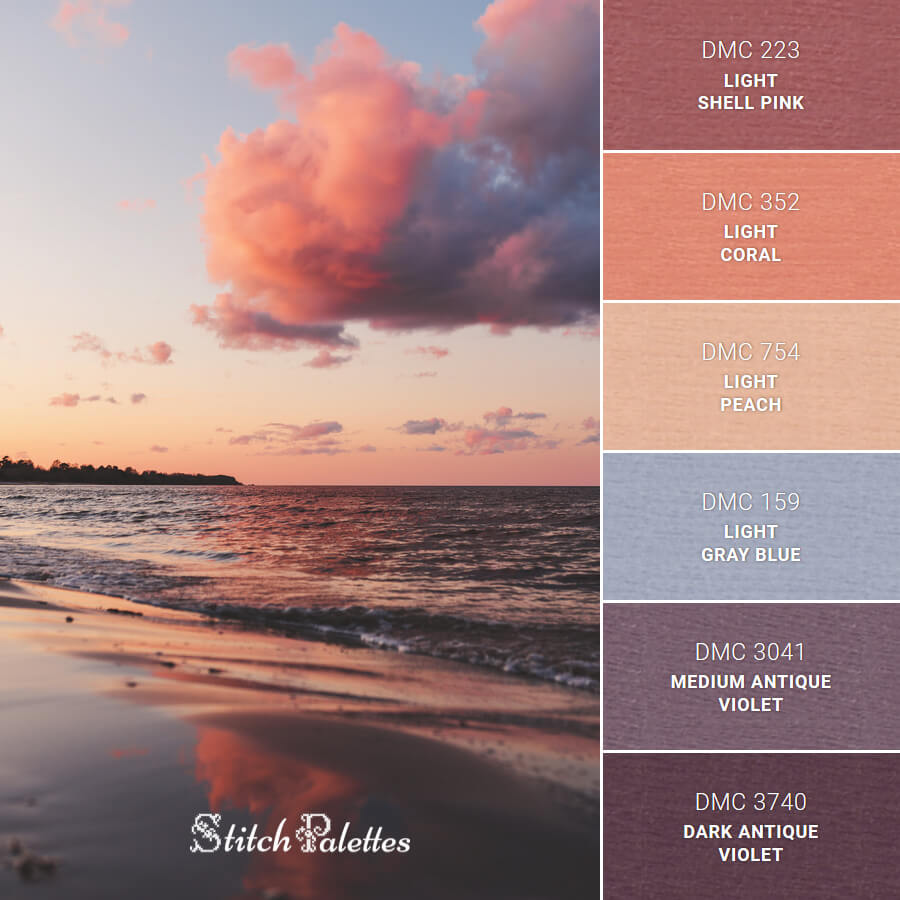 Sea Waves Embroidery Color Palette (With Thread Codes)