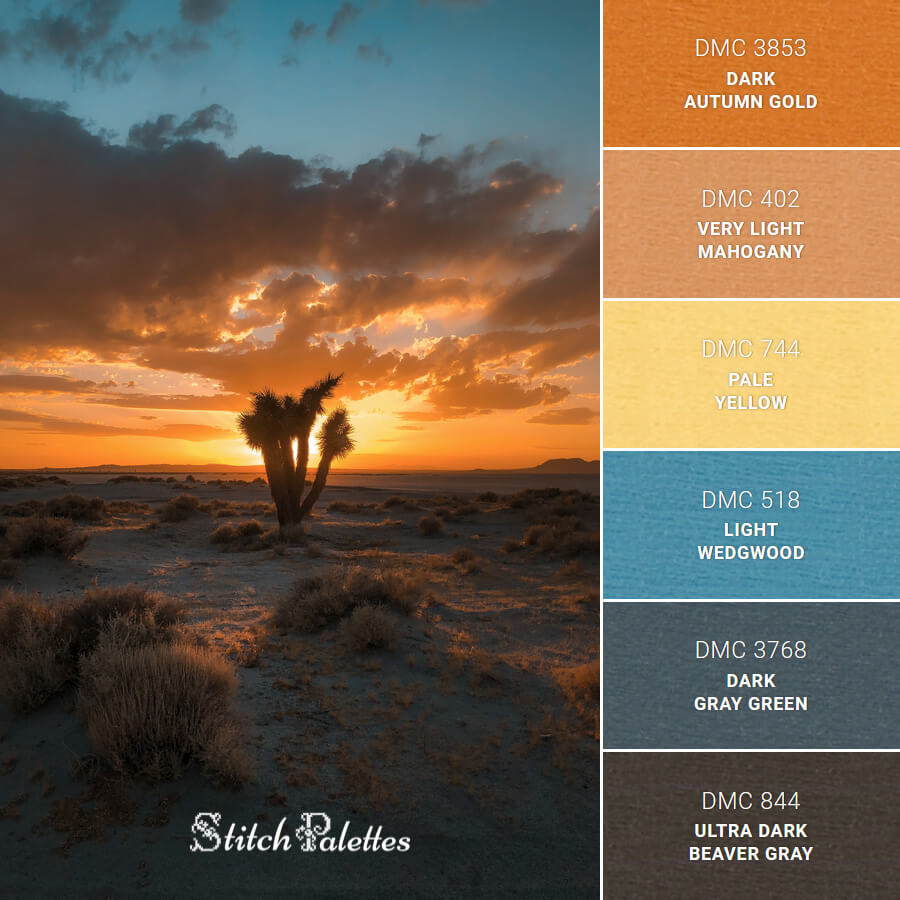 Desert Sunset Embroidery Color Palette (With Thread Codes)