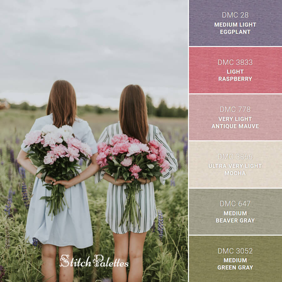 Flower Sisters Embroidery Color Palette (With Thread Codes)