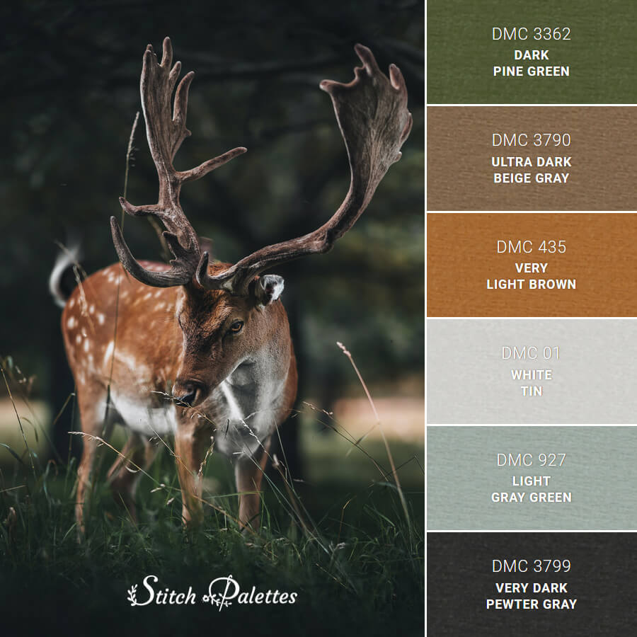 Daring Deer Embroidery Color Palette (With Thread Codes)