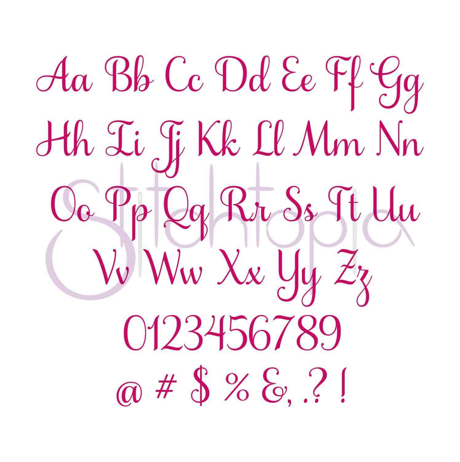 Grace Embroidery Font 5 5", 6", 7" Stitchtopia