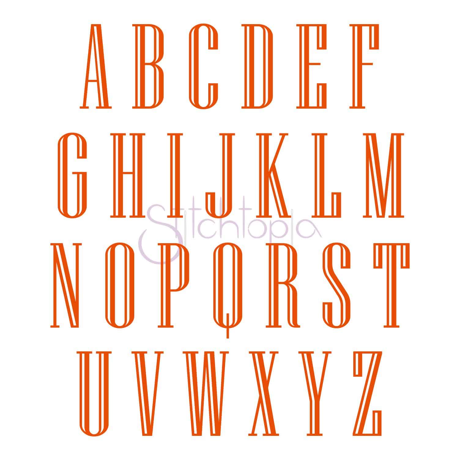 Engraved Embroidery Monogram Font 4.5" 5" 5.5" 6" 7" 8" Stitchtopia