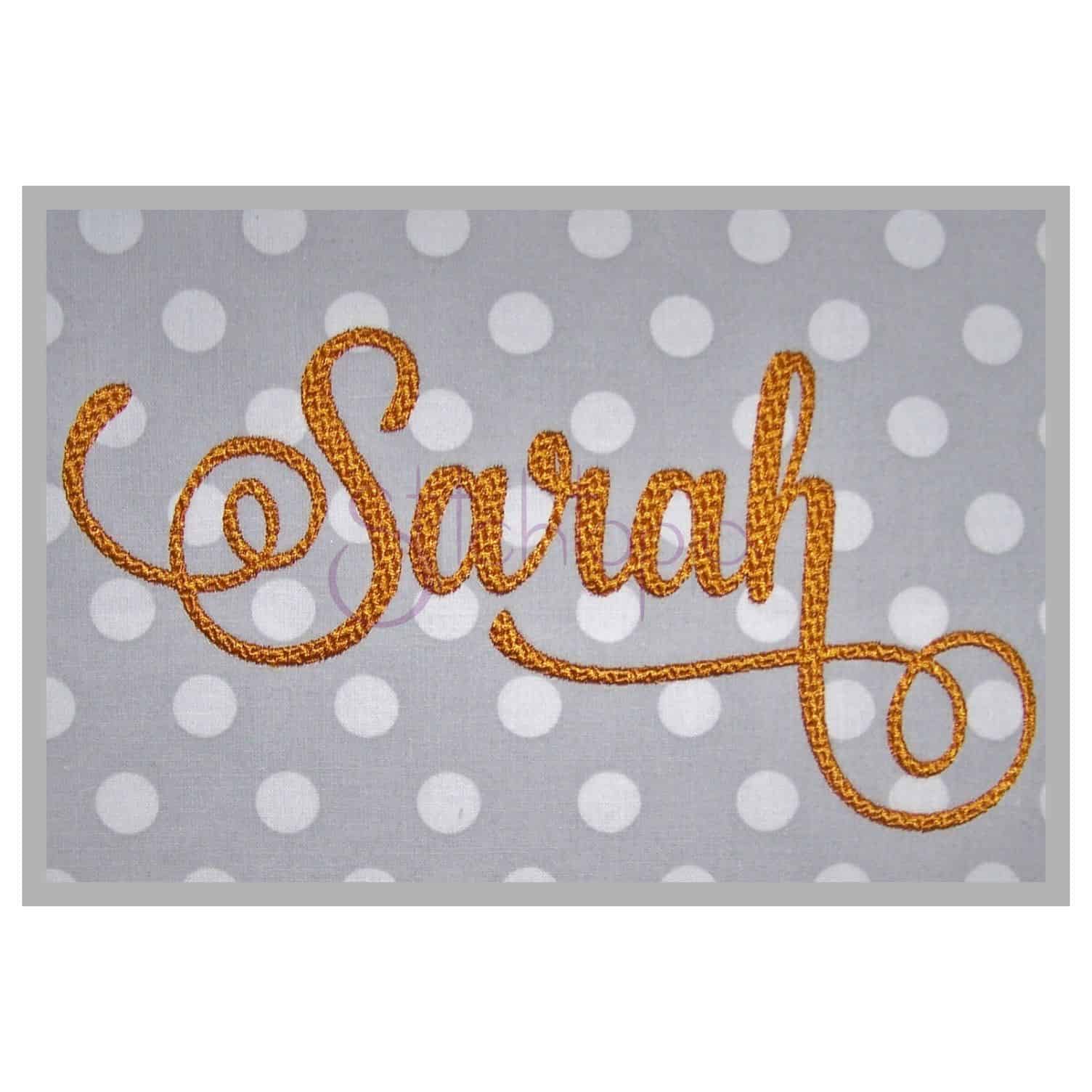 Sarah Embroidery Font 2 3.5" 4" 5" 6" 7" Stitchtopia