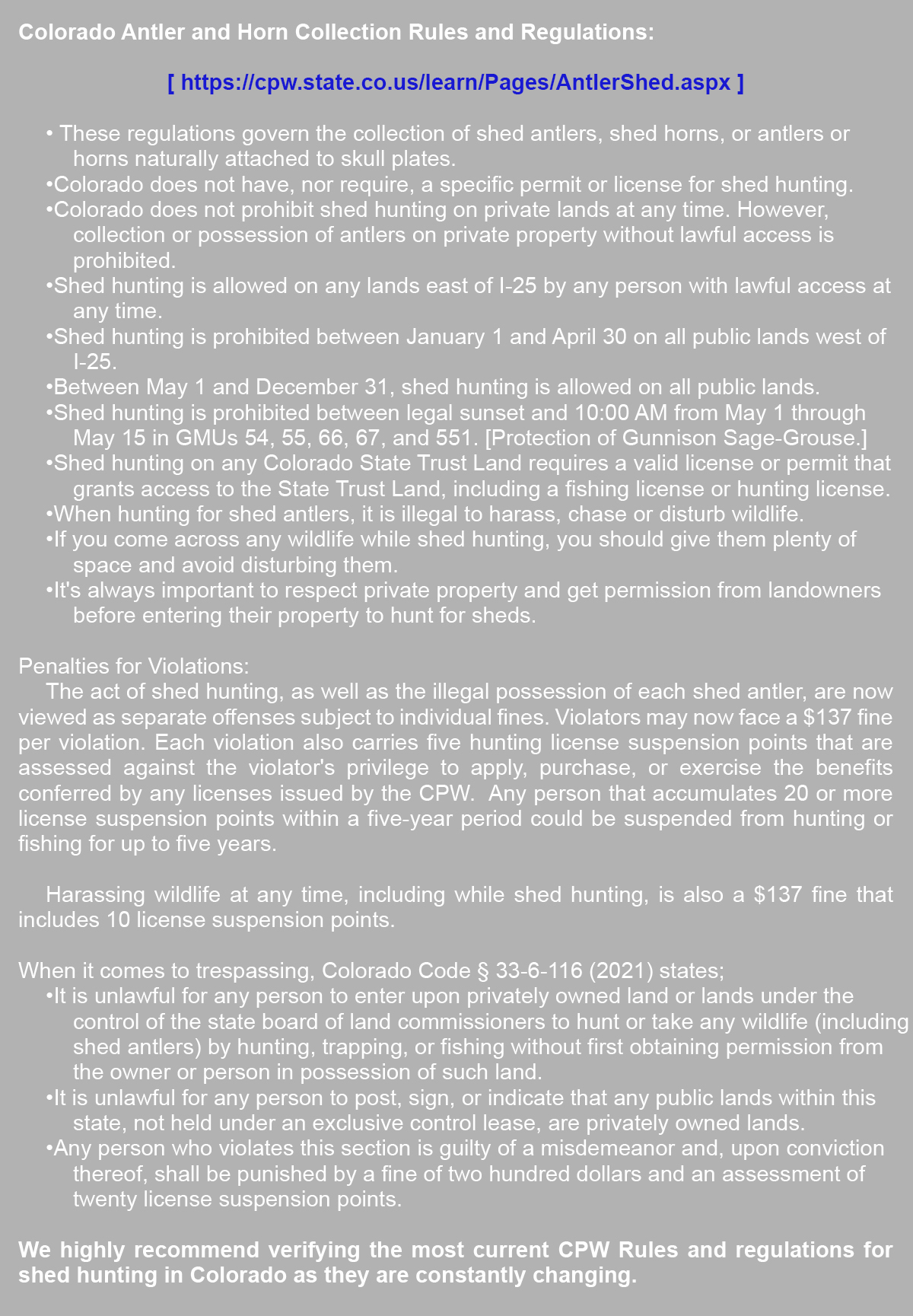 Shed Hunting In Colorado St. James Sporting Properties