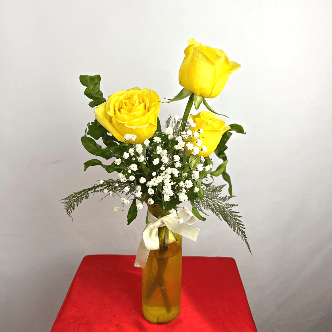 Yellow 3 Rose Arrangement