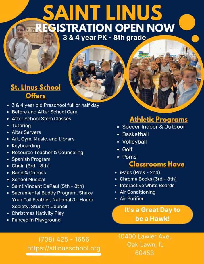 Saint Linus Catholic Church School Registration Open