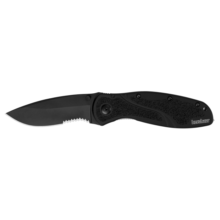 Kershaw, Blur Glass Breaker, BLACK, SERRATED, 3.375", Assisted Folding