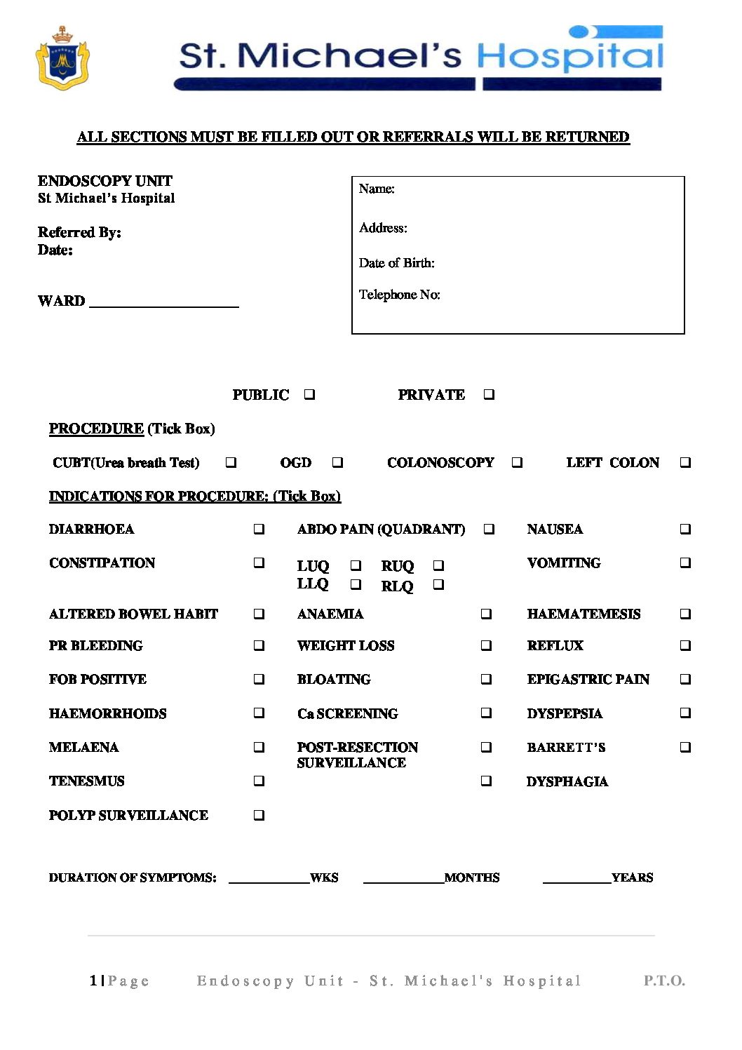 Endoscopy_Referral_Form St. Michael's Hospital