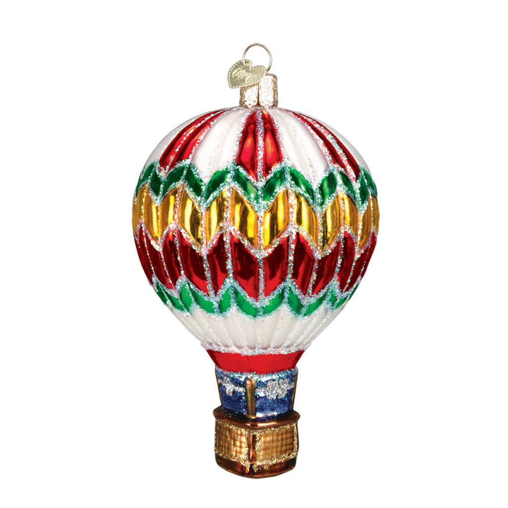 Hot Air Balloon Christmas Ornament Iridescent Glass Hot Air Balloon