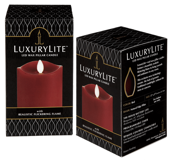 LuxuryLite Red Wax LED Pillar Candle Christmas Store