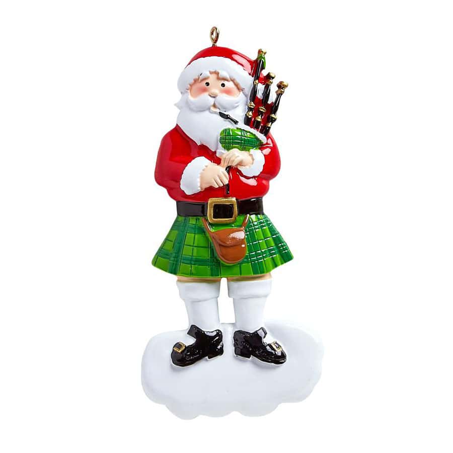 Scottish Santa Bagpipe Ornament Personalized Christmas
