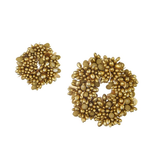 Golden Beaded Berry Candle Rings Christmas Store