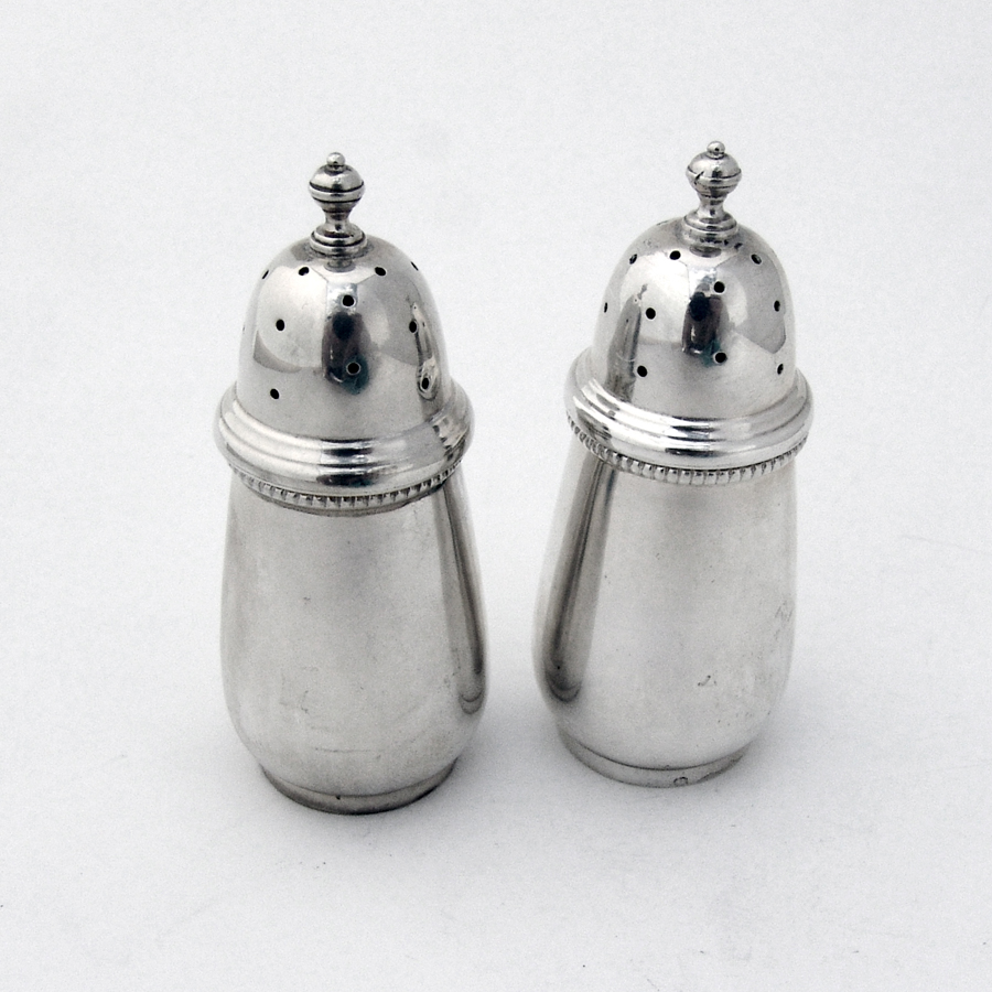 Tiffany Salt Pepper Shakers Set Beaded Rim Sterling Silver England eBay