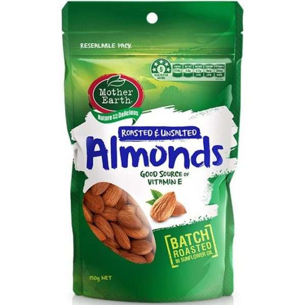 Mother Earth Roasted Almonds (Unsalted) 150g