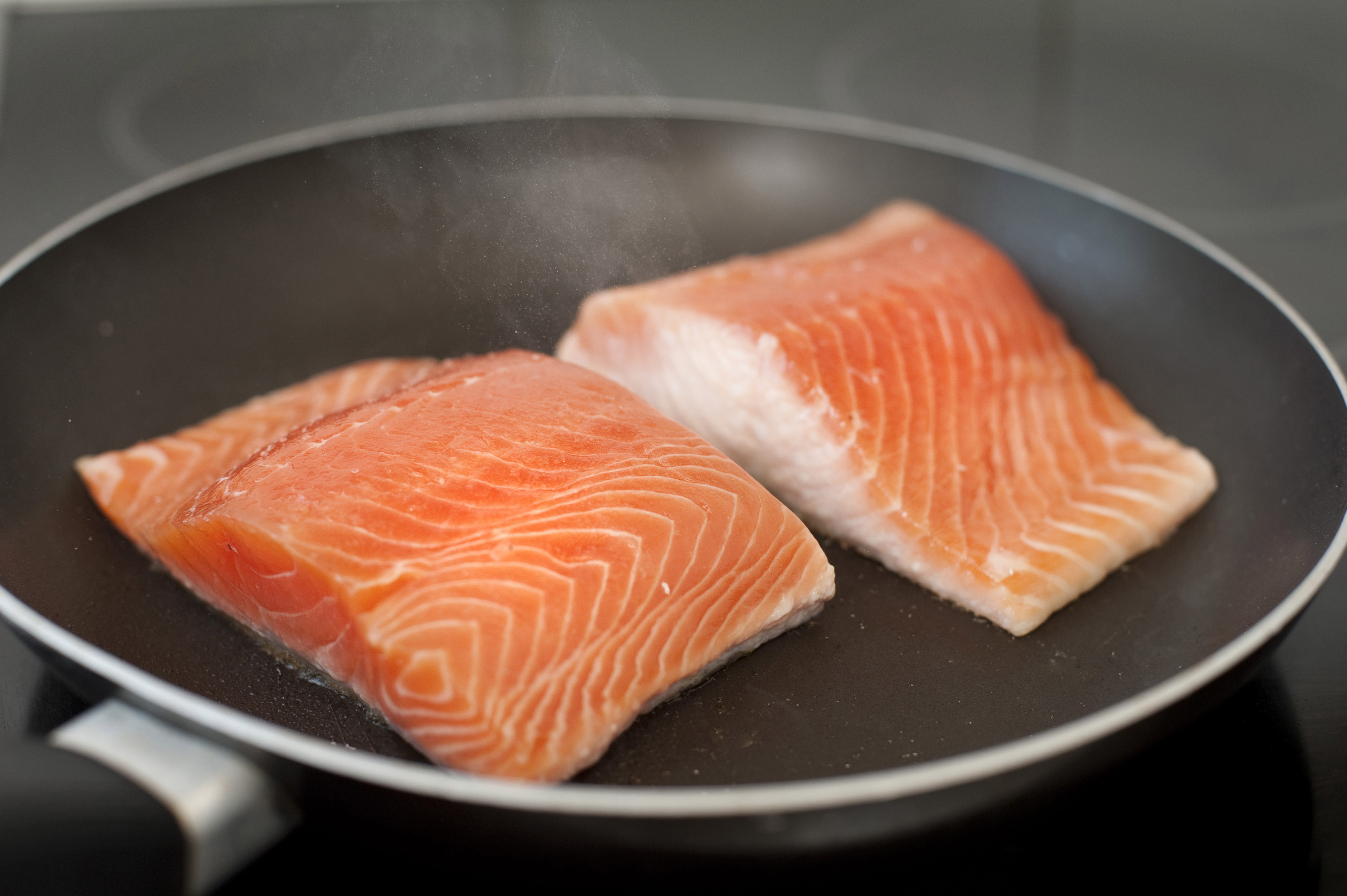 Frying salmon steaks in a pan8087 Stockarch Free Stock Photo Archive