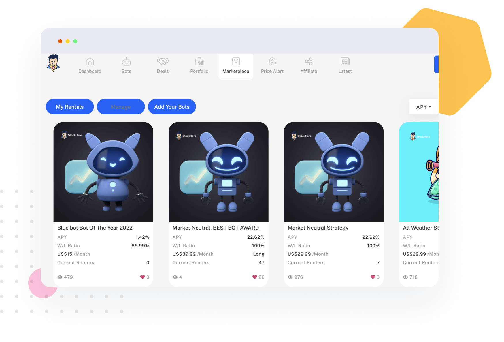 StockHero Stock trading bot settings and details on features