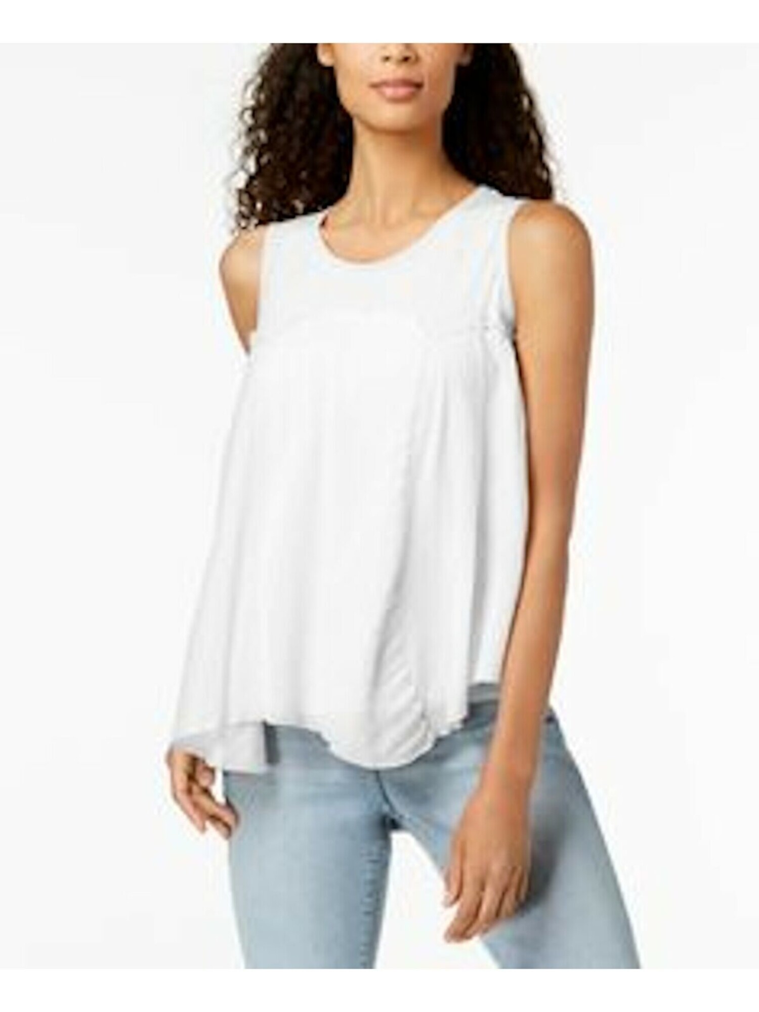 Style & Co Handkerchief Hem Swing Top Womens Size Medium White