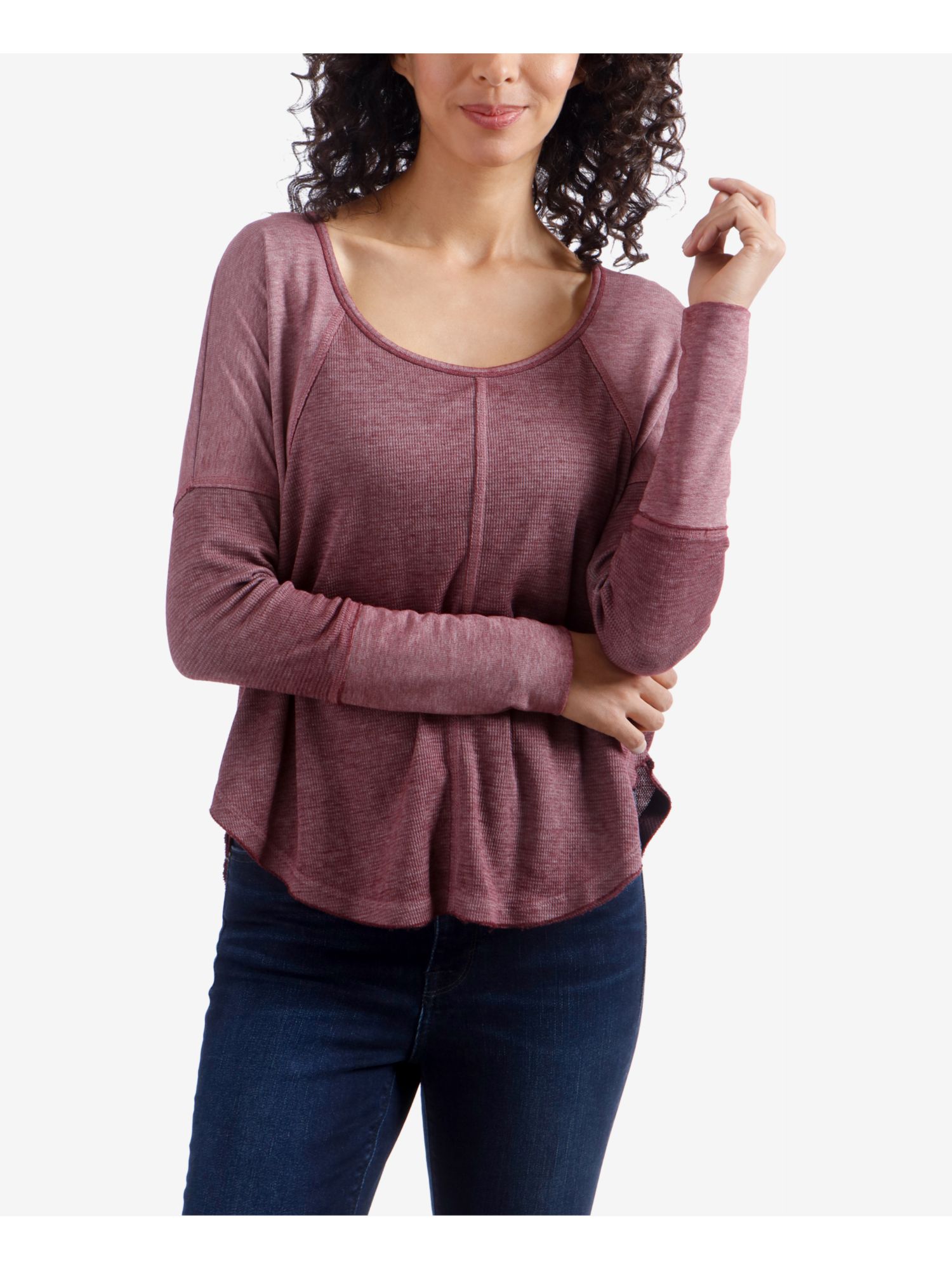 LUCKY BRAND 50 Womens New 1040 Purple Thermal Long Sleeve Top XXL B+B